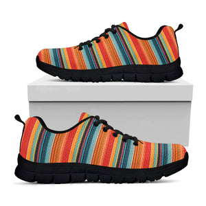 Ethnic Mexican Blanket Pattern Print Black Running Shoes