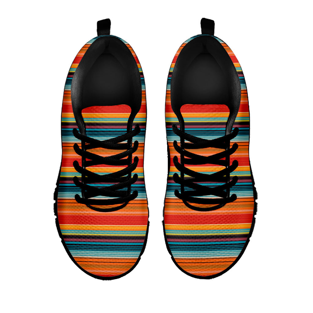 Ethnic Mexican Blanket Pattern Print Black Running Shoes