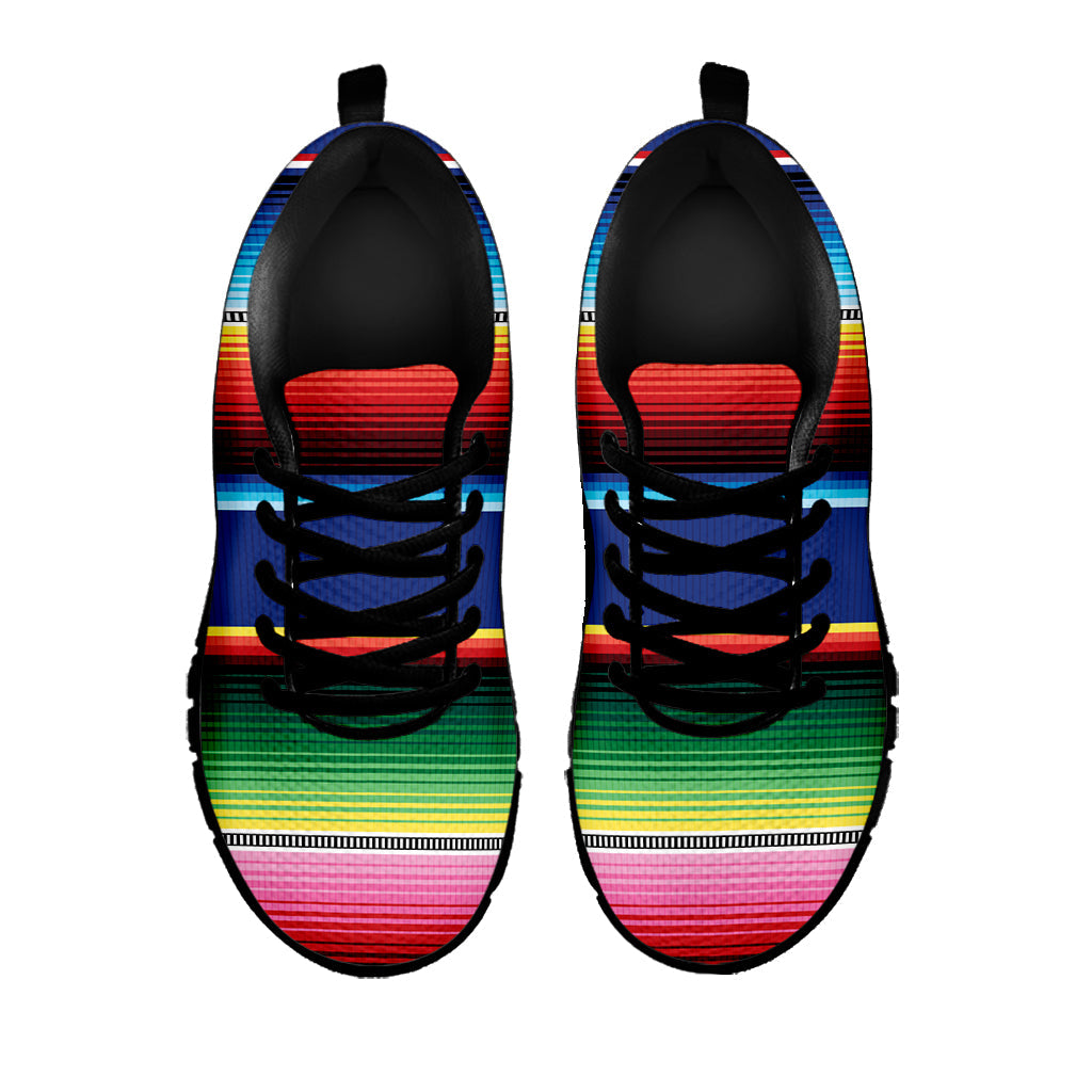 Ethnic Mexican Serape Pattern Print Black Running Shoes