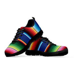 Ethnic Mexican Serape Pattern Print Black Running Shoes