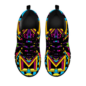 Ethnic Psychedelic Trippy Print Black Running Shoes
