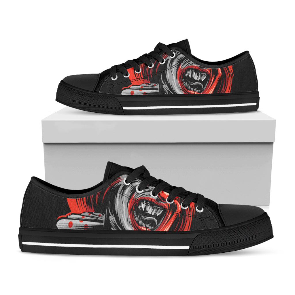 Evil Clown Print Black Low Top Sneakers