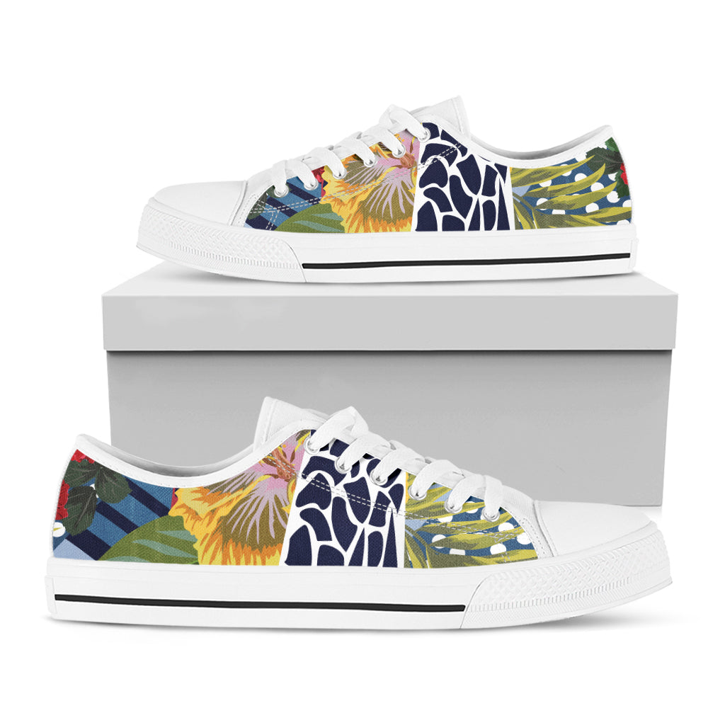 Exotic Patchwork Pattern Print White Low Top Sneakers