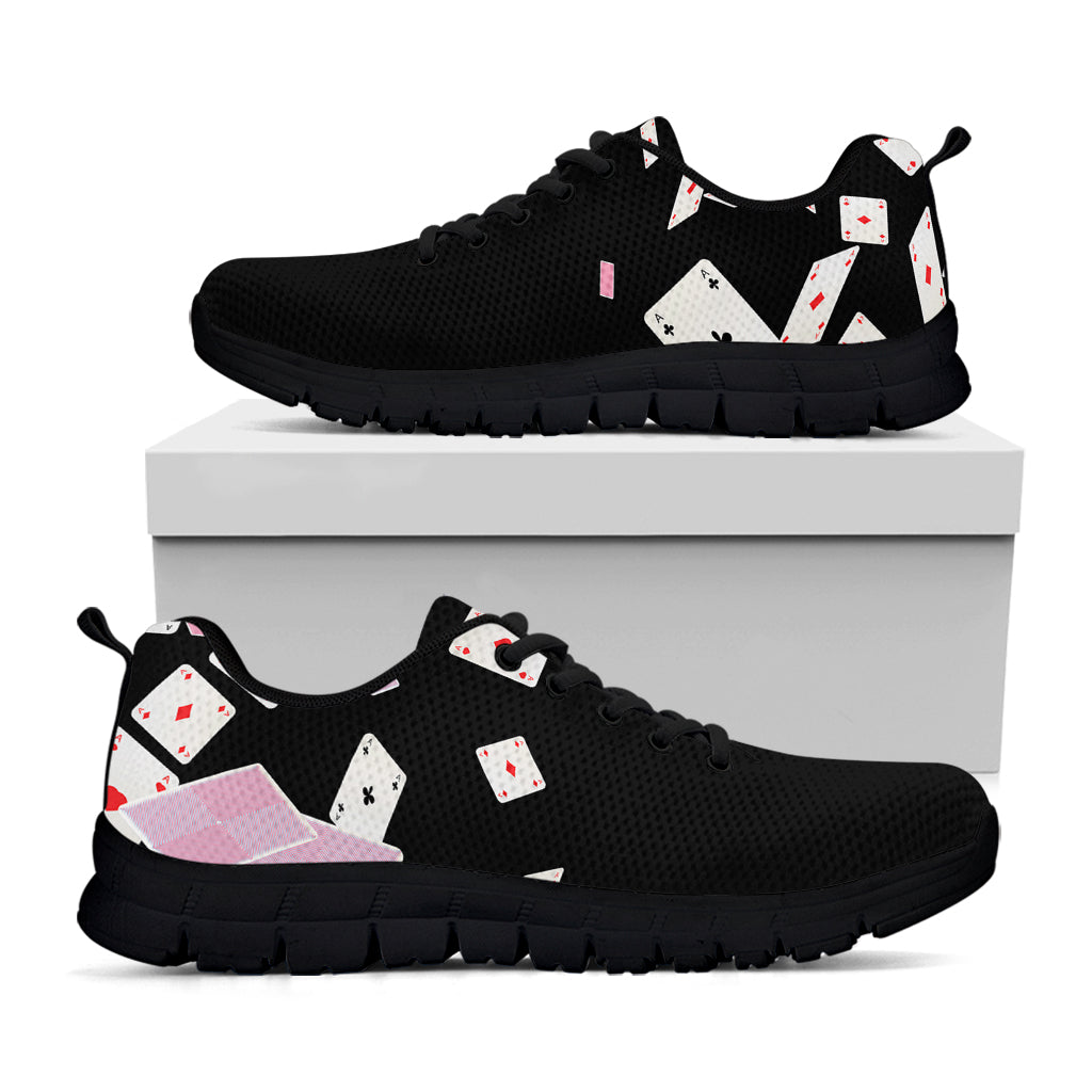 Falling Casino Card Print Black Running Shoes
