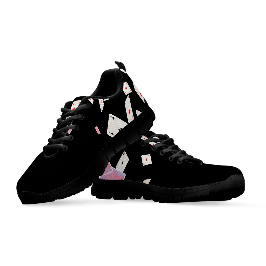 Falling Casino Card Print Black Running Shoes