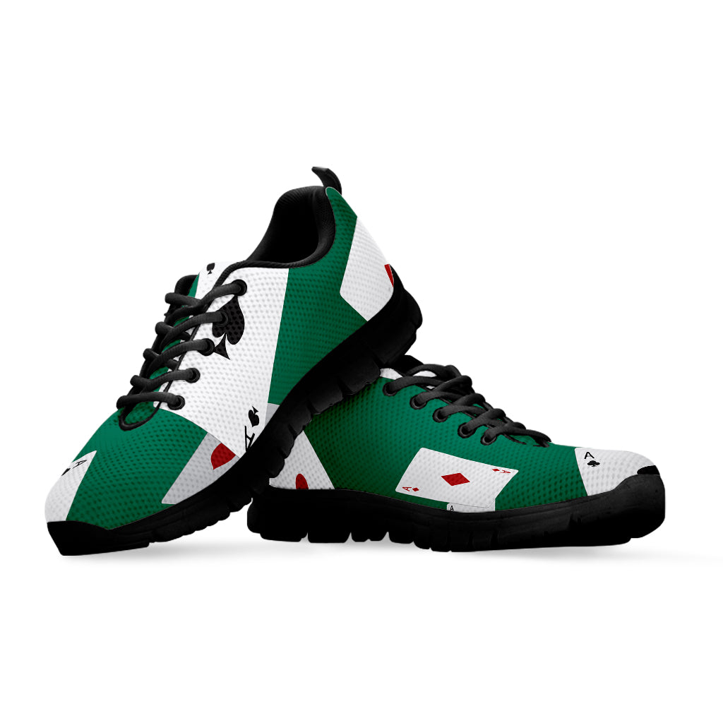 Falling Poker Cards Print Black Running Shoes