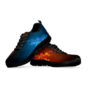 Fire And Ice Dragons Print Black Running Shoes