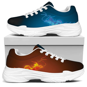 Fire And Ice Dragons Print White Chunky Shoes