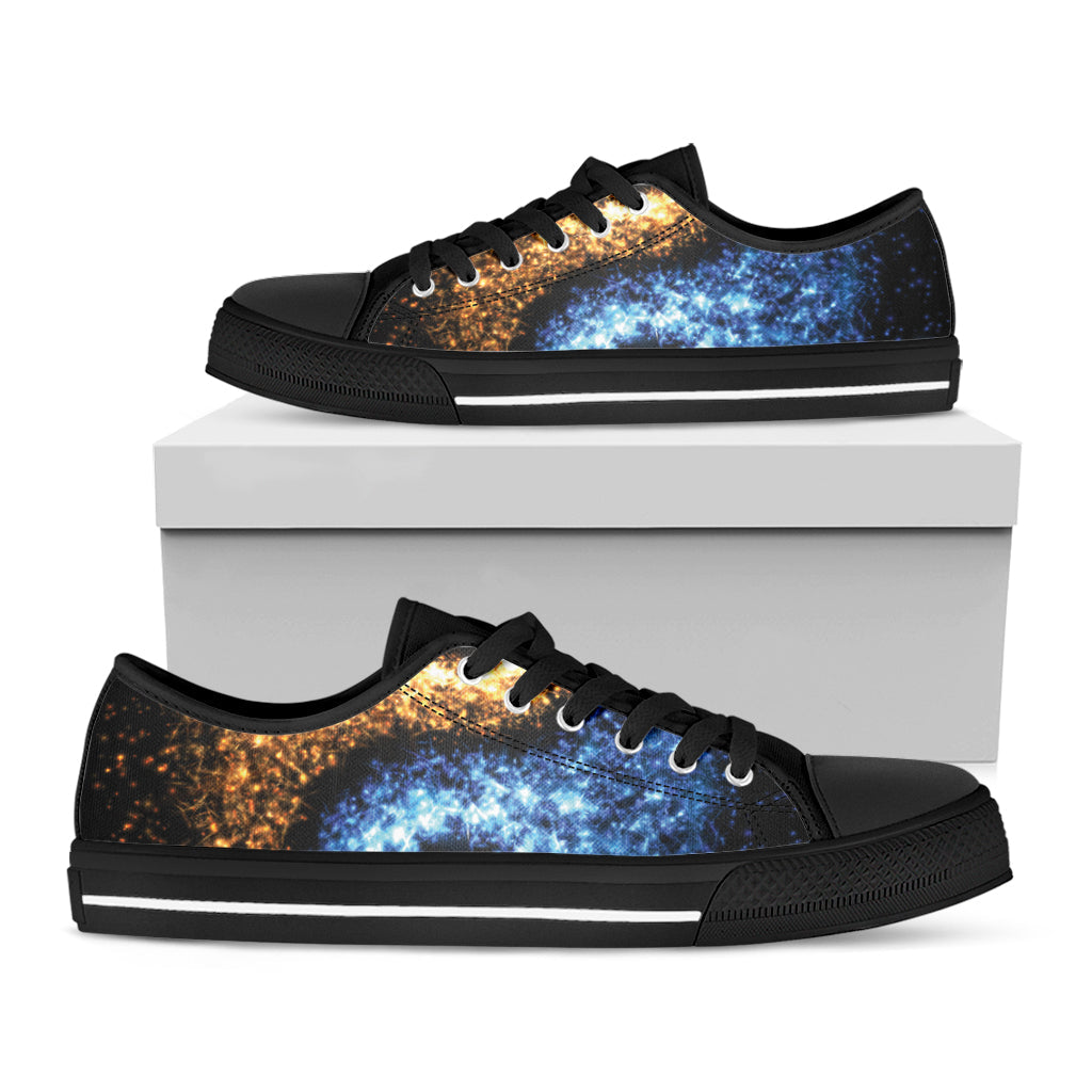 Fire And Ice Sparkle Yin Yang Print Black Low Top Sneakers