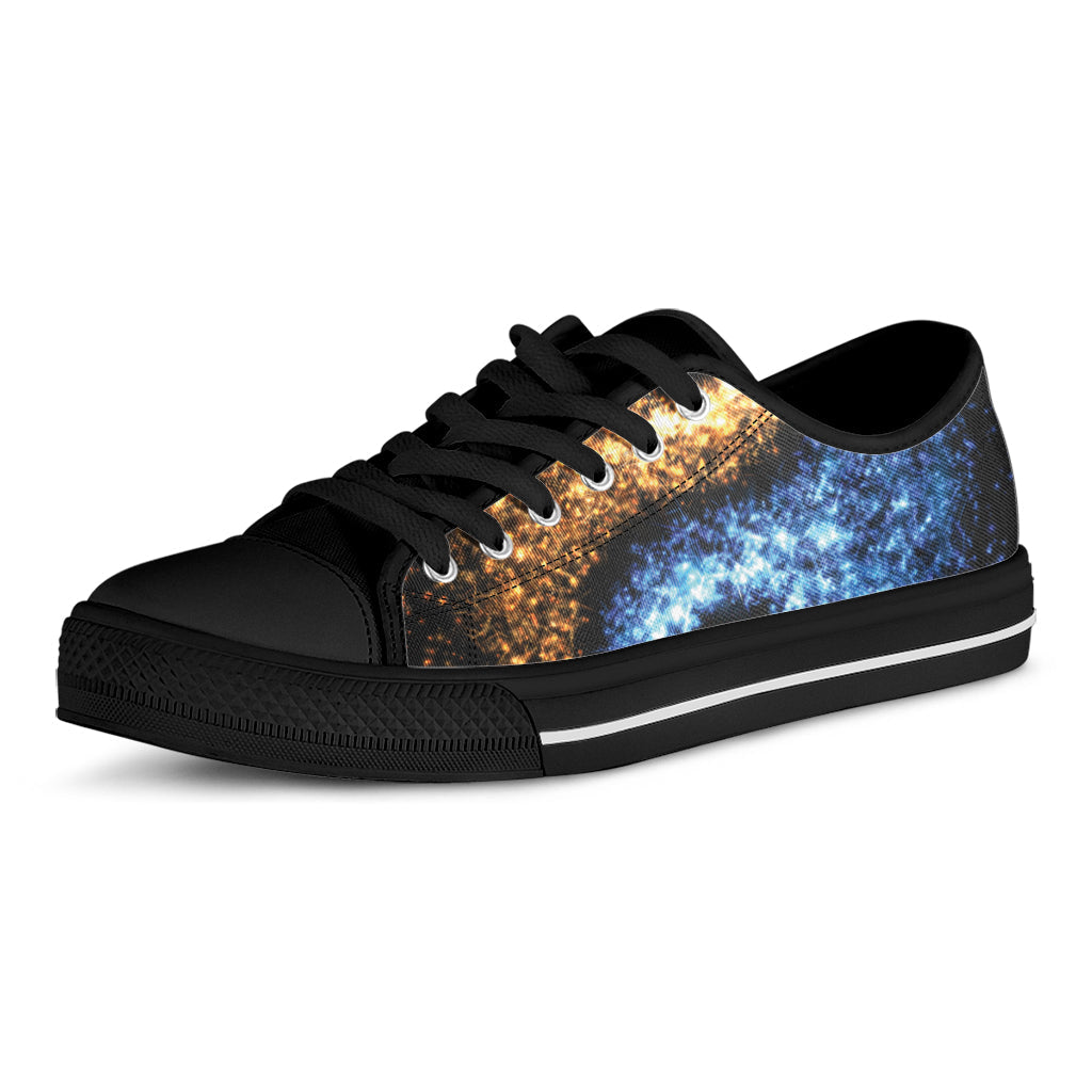 Fire And Ice Sparkle Yin Yang Print Black Low Top Sneakers