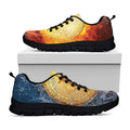 Fire And Water Bitcoin Print Black Running Shoes