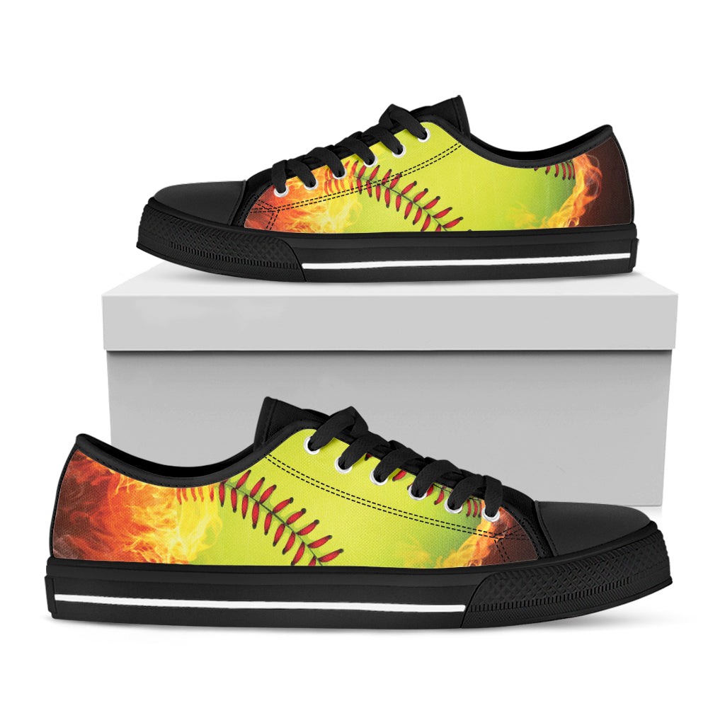 Fireball Softball Print Black Low Top Sneakers