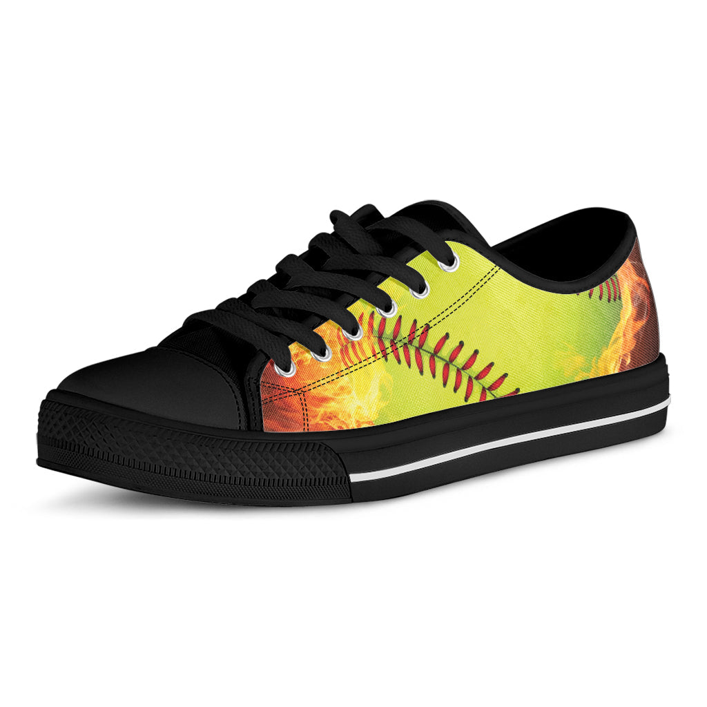 Fireball Softball Print Black Low Top Sneakers