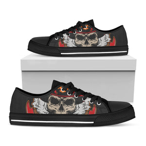 Firefighter Department Skull Print Black Low Top Sneakers