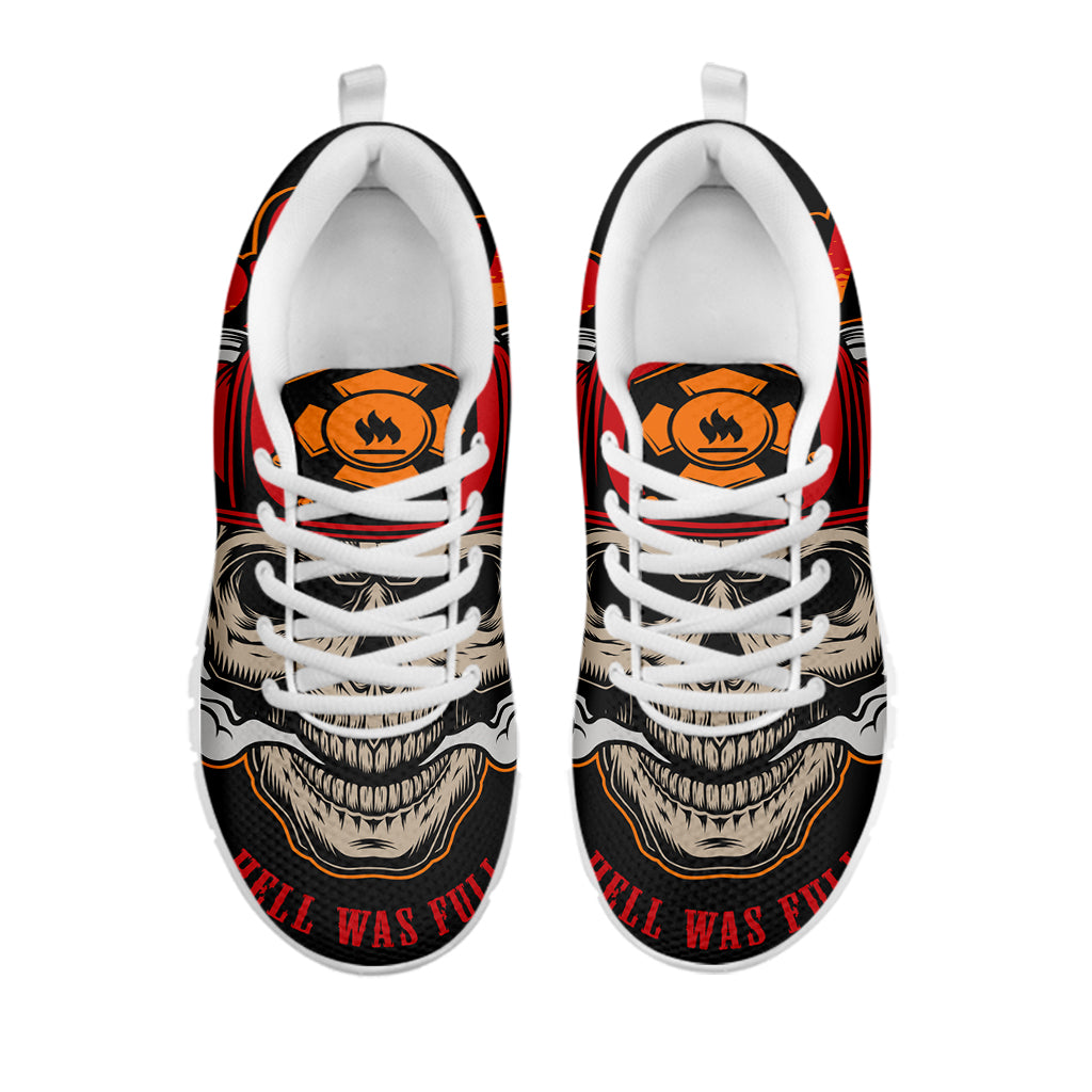 Firefighter Department Skull Print White Running Shoes