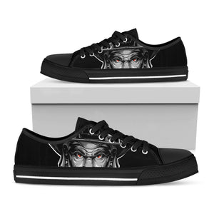 Firefighter Devil Print Black Low Top Sneakers