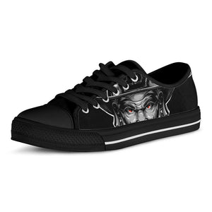 Firefighter Devil Print Black Low Top Sneakers