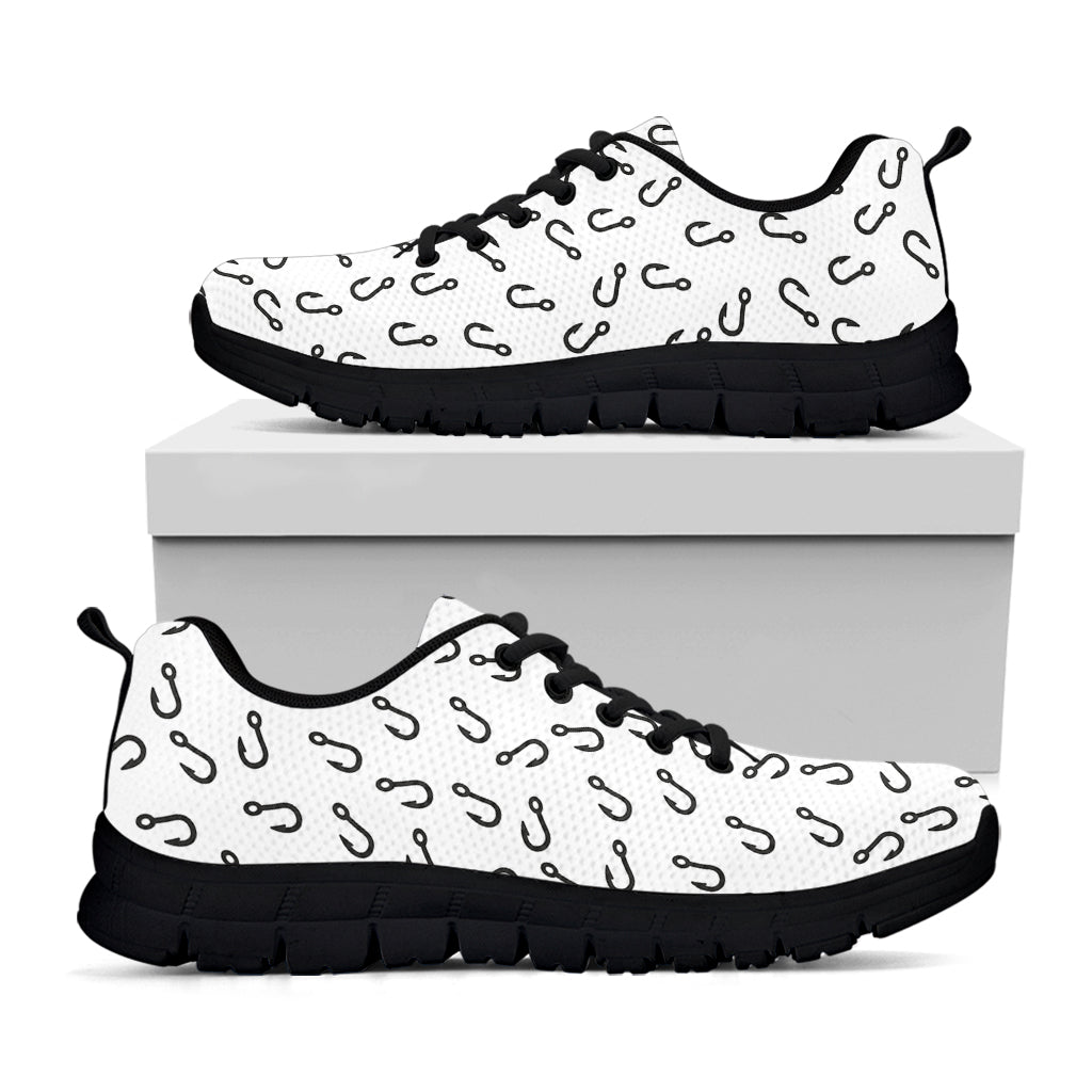 Fish Hook Pattern Print Black Running Shoes