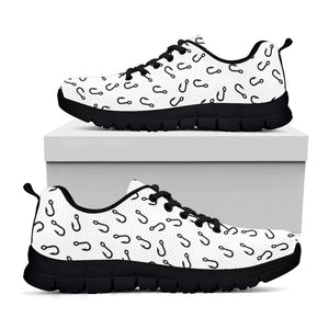 Fish Hook Pattern Print Black Running Shoes