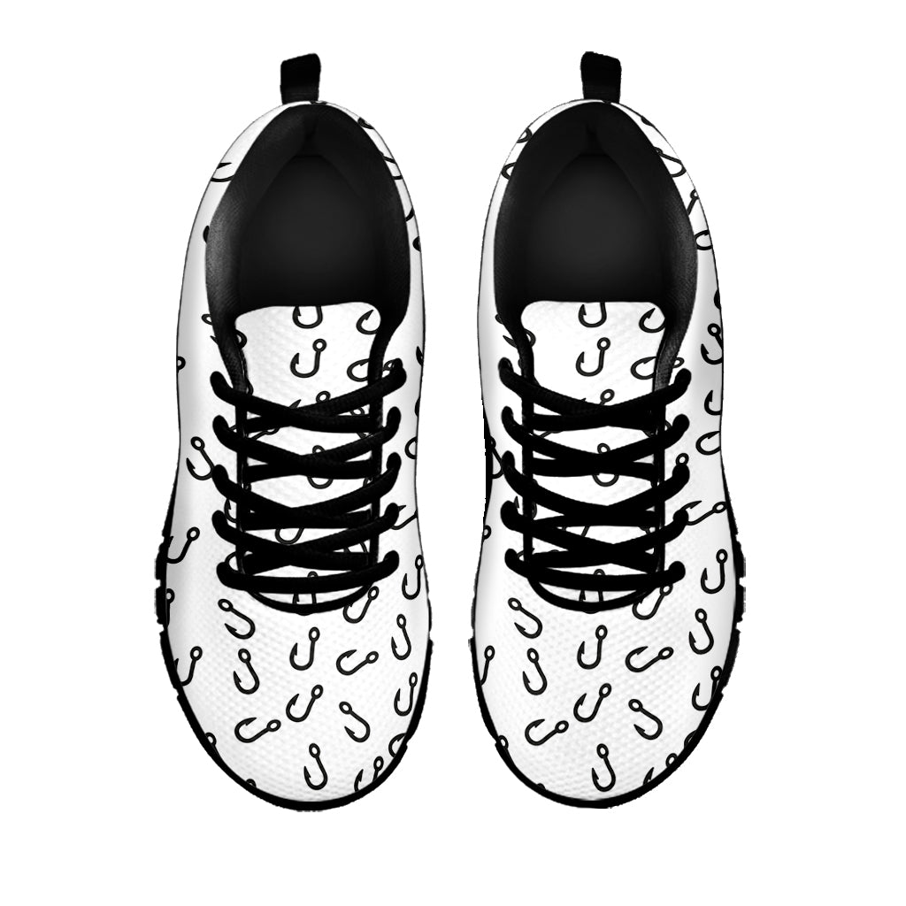 Fish Hook Pattern Print Black Running Shoes