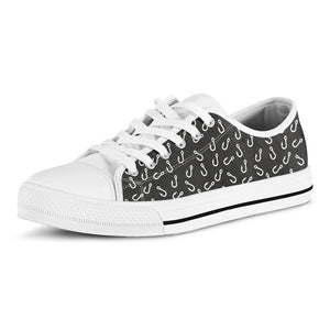 Fishing Hooks Pattern Print White Low Top Sneakers