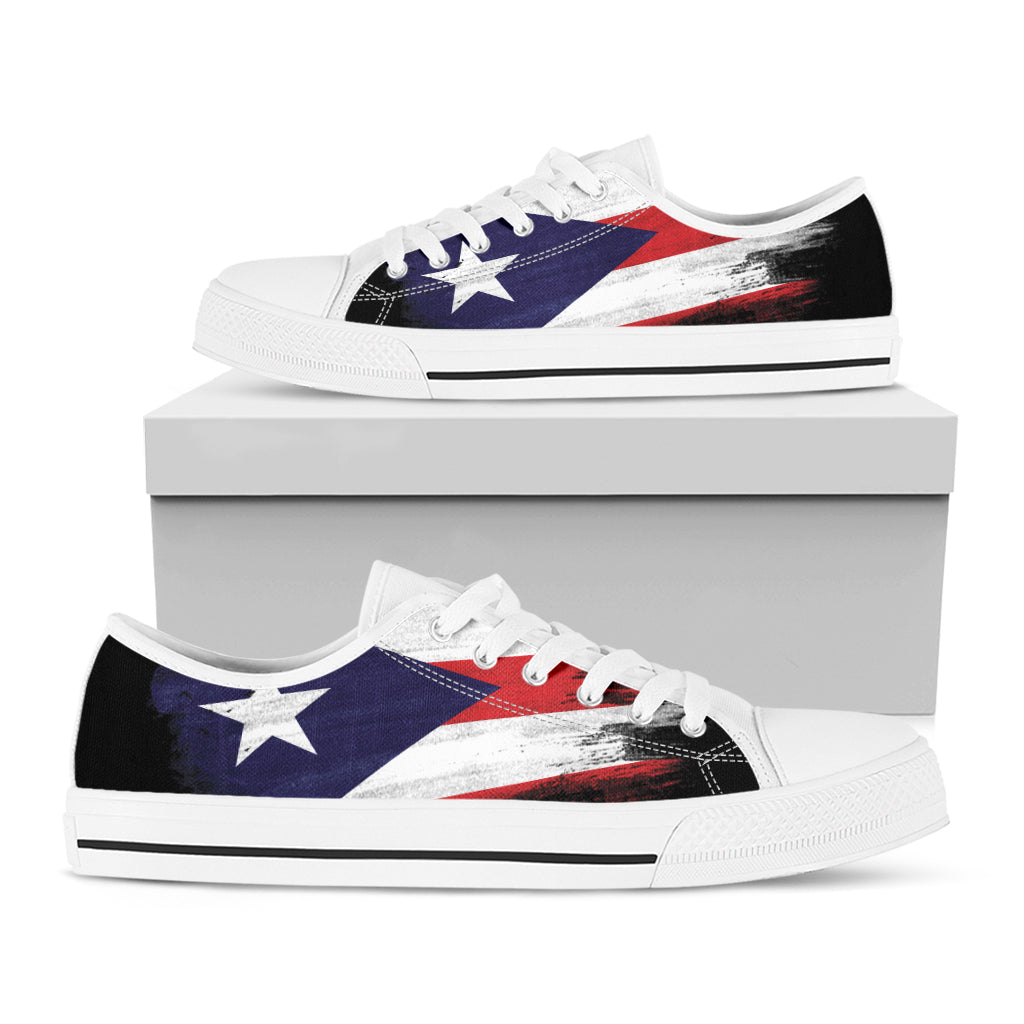 Flag Of Puerto Rico Print White Low Top Sneakers