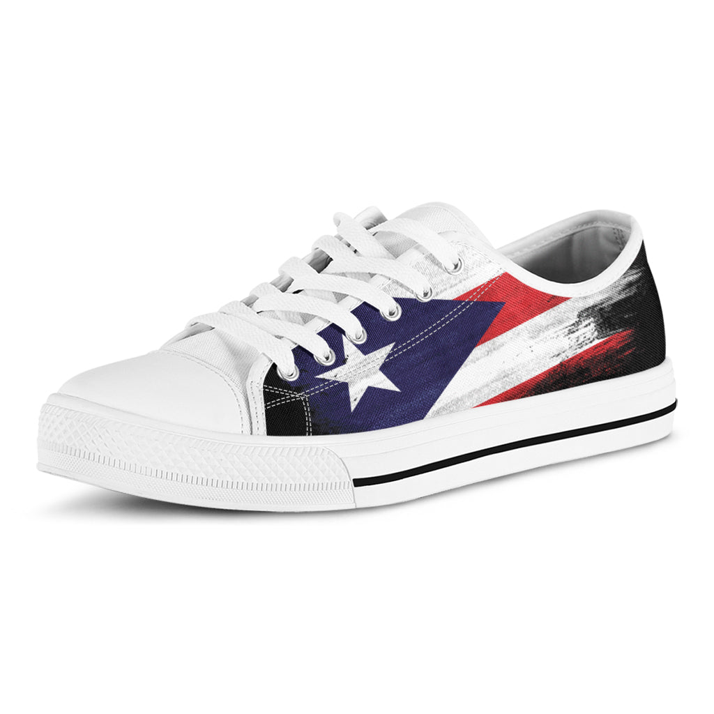 Flag Of Puerto Rico Print White Low Top Sneakers