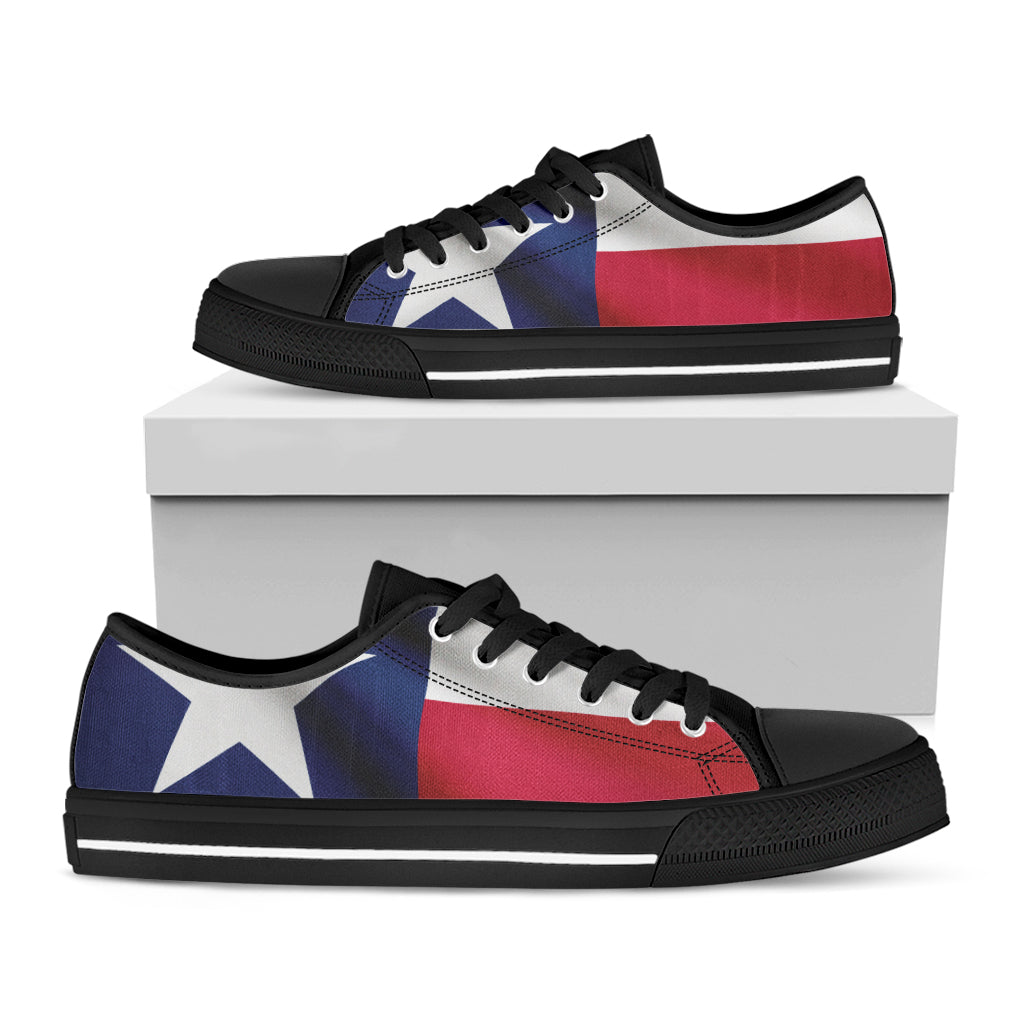 Flag Of Texas Print Black Low Top Sneakers