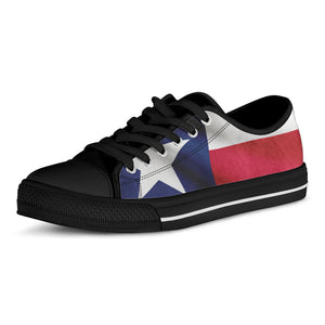 Flag Of Texas Print Black Low Top Sneakers