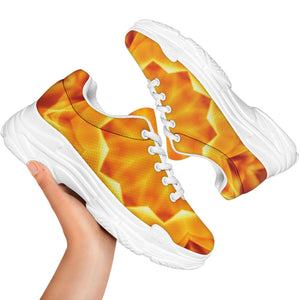Flame Kaleidoscope Print White Chunky Shoes
