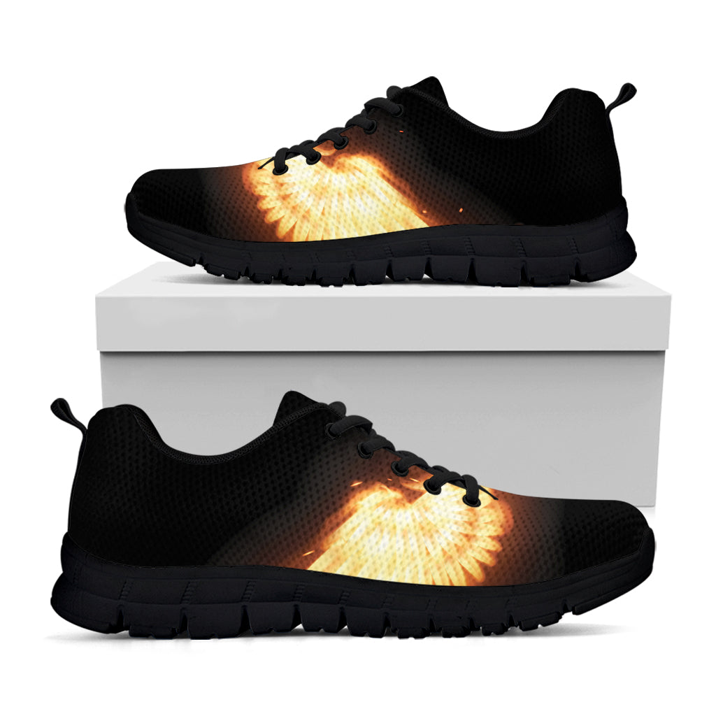 Flame Wings Print Black Running Shoes