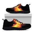 Flaming Skull With Fire Wings Print Black Running Shoes