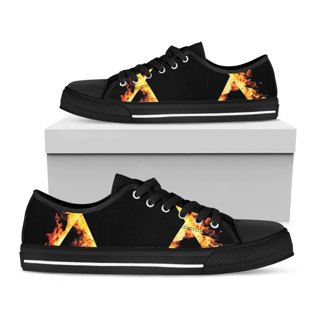 Flaming Star of David Print Black Low Top Sneakers