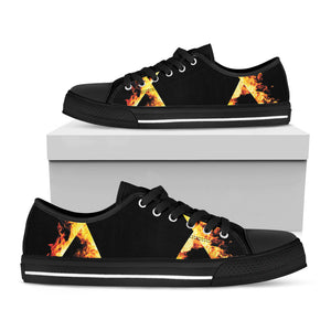 Flaming Star of David Print Black Low Top Sneakers