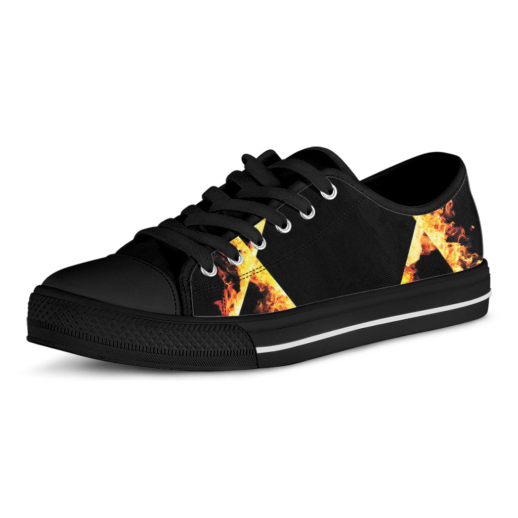 Flaming Star of David Print Black Low Top Sneakers