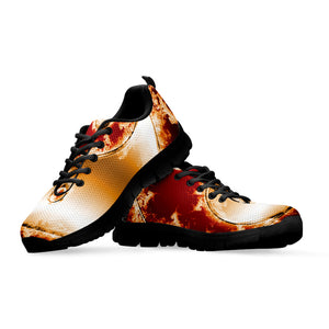 Flaming Yin Yang Print Black Running Shoes