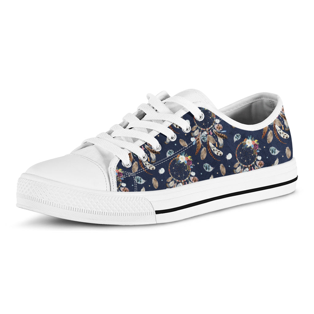 Floral Dream Catcher Pattern Print White Low Top Sneakers