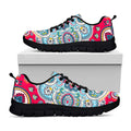 Floral Paisley Mandala Print Black Running Shoes
