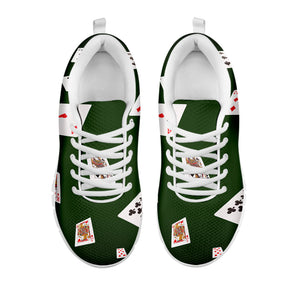Flying Poker Cards Print White Running Shoes