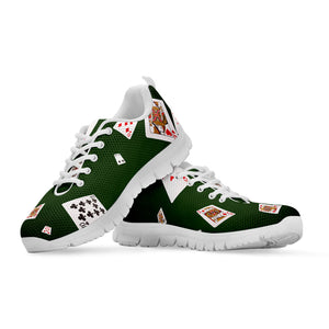 Flying Poker Cards Print White Running Shoes