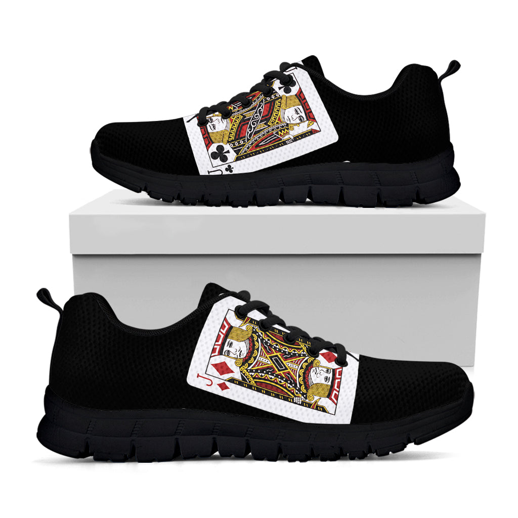 Four Jacks Playing Cards Print Black Running Shoes