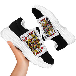 Four Jacks Playing Cards Print White Chunky Shoes