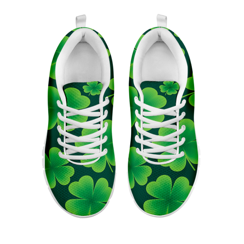 Four-Leaf Clover St. Patrick's Day Print White Running Shoes