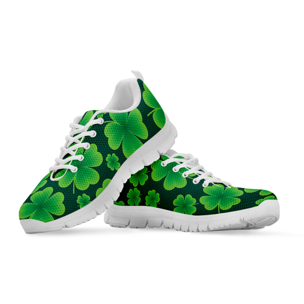 Four-Leaf Clover St. Patrick's Day Print White Running Shoes