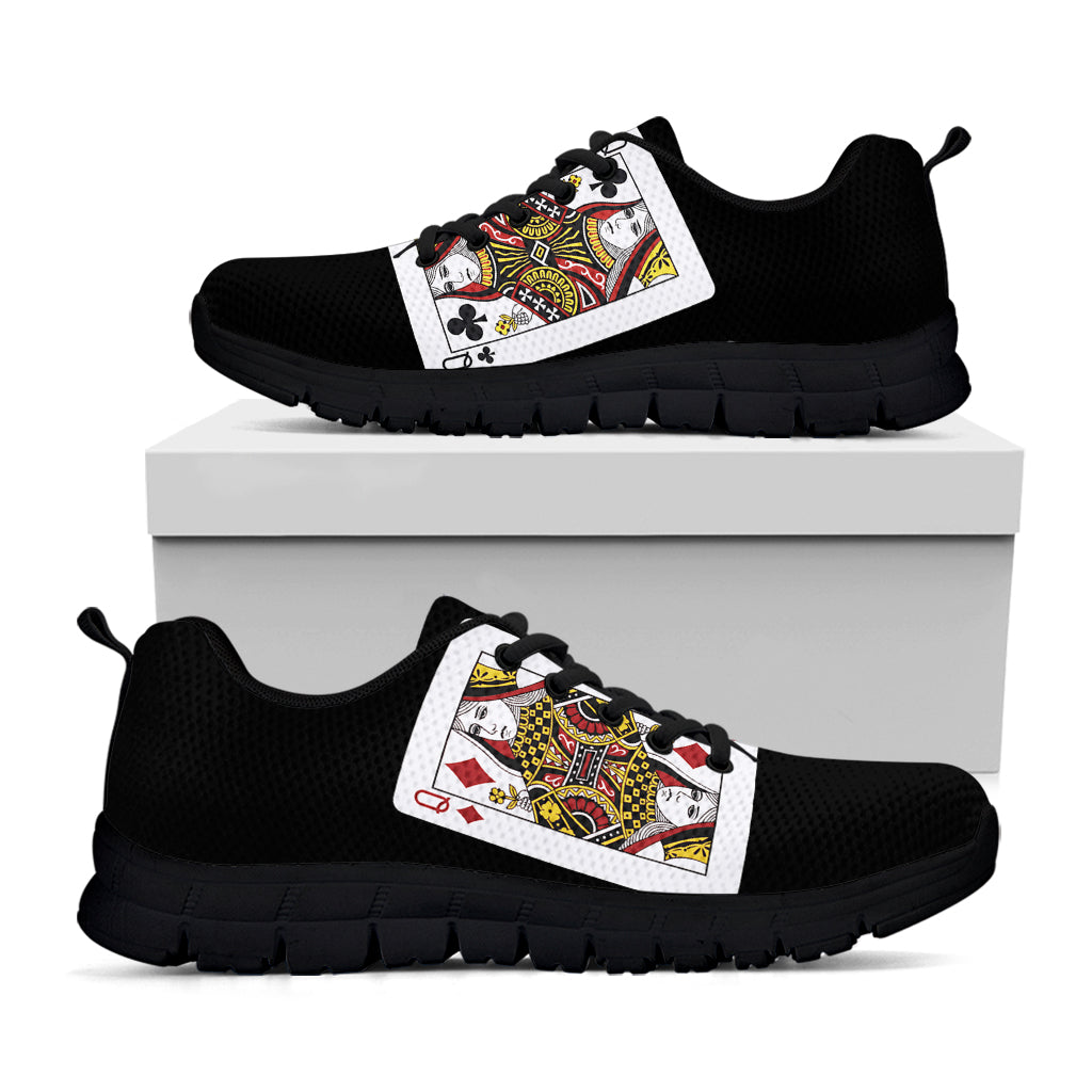 Four Queens Playing Cards Print Black Running Shoes