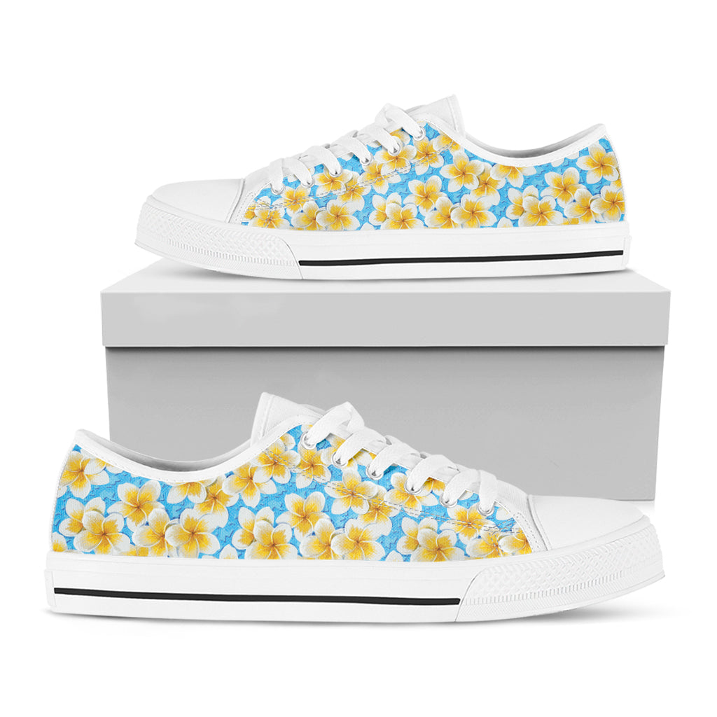Frangipani On The Water Pattern Print White Low Top Sneakers
