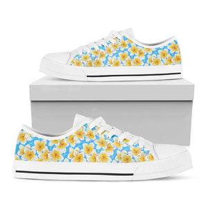 Frangipani On The Water Pattern Print White Low Top Sneakers
