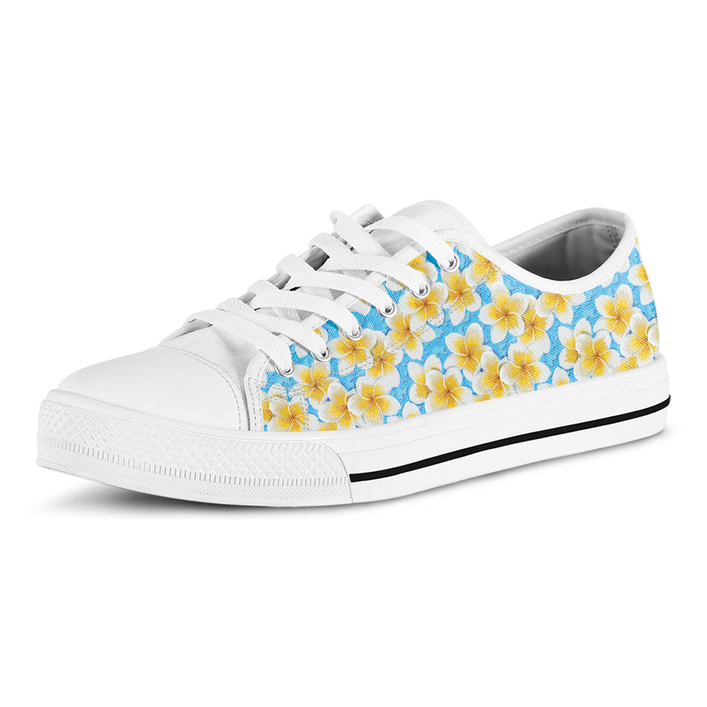 Frangipani On The Water Pattern Print White Low Top Sneakers