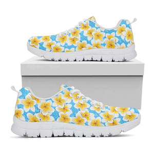 Frangipani On The Water Pattern Print White Running Shoes