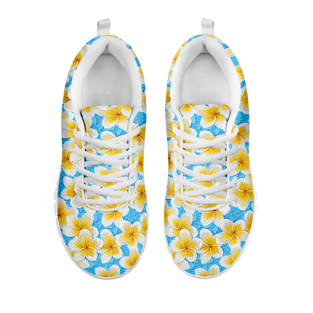 Frangipani On The Water Pattern Print White Running Shoes